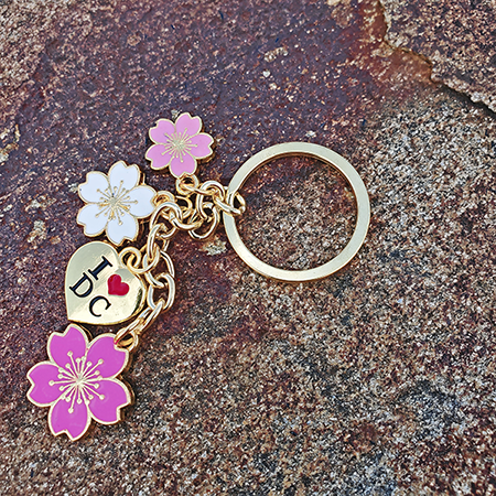 I Love Washington DC Cherry Blossoms Charm Key Chain Ring