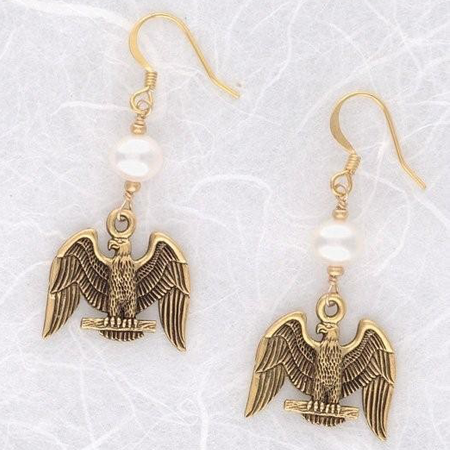 Eagle Soaring Under Moon Drop Earrings