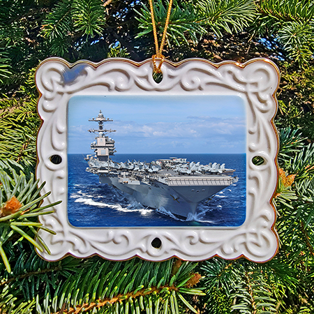 USS Gerald R Ford Aircraft Carrier Holiday Ornament
