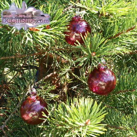 Cranberry Red Glass Balls (Set of 3)