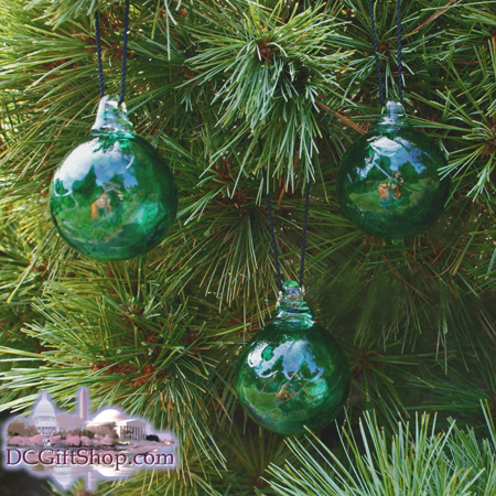 Set of 3 Emerald Green Glass Balls