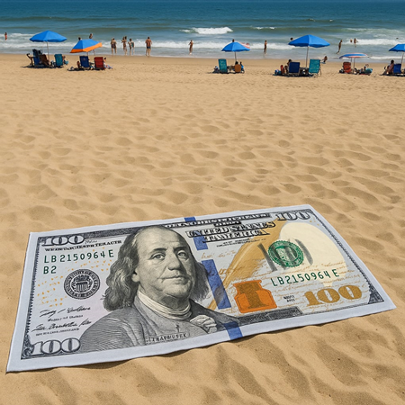 100 Dollar Ben Franklin Beach Towel