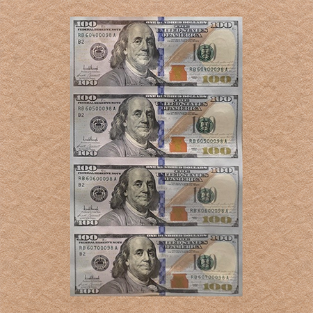 Series 2025 Trump Signature Uncut Sheet of Four $100 Bills