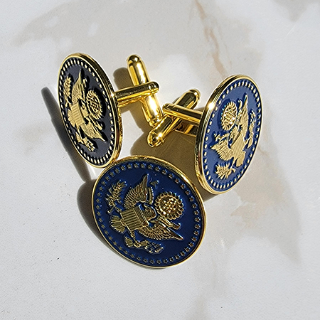 Navy Blue Cufflink and Lapel Pin Set