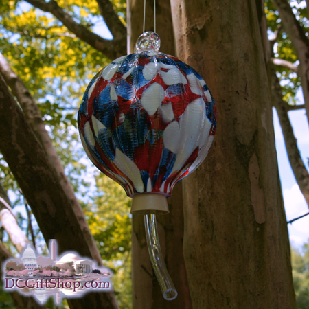 Patriotic Glass Hummingbird Feeder