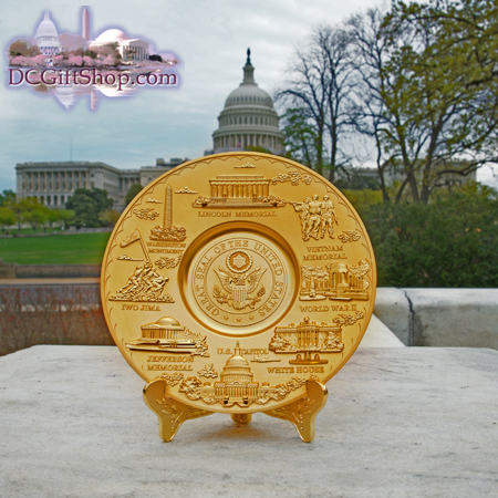 Washington DC Landmark Gold Souvenir Plate