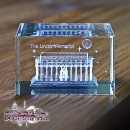 Lincoln Memorial Glass Paperweight