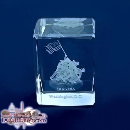 3D Marine Corps War Memorial Glass Paperweight