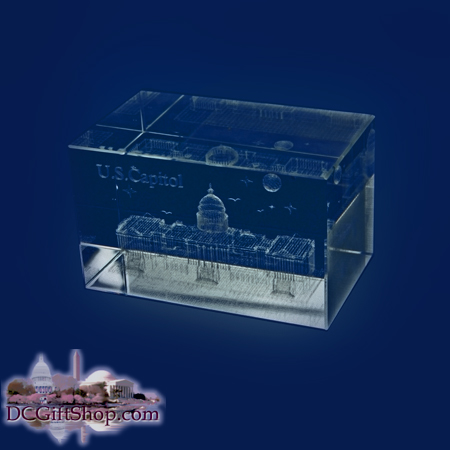 3D U.S. Capitol Glass Paperweight