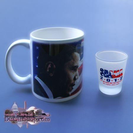 Vote Obama 2012 Coffee Cup and Shot Glass