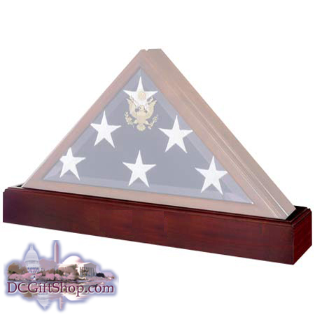 American Flag Case w/ Matching Pedestal Urn