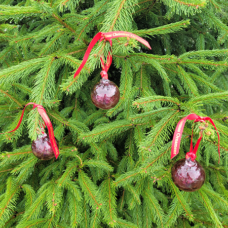 Cranberry Red Glass Ornament Balls 3 Set