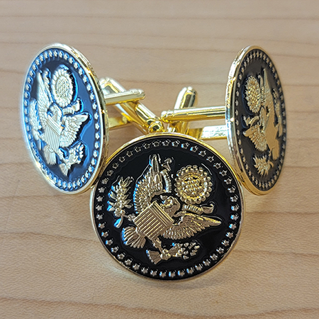 Black and Gold-Great Seal Cufflinks and Lapel Pin Set