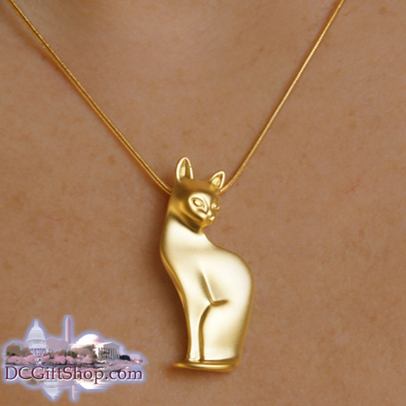 Elegance Cat Gold Pendant with Chain