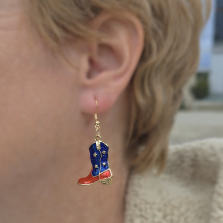 Star Spangled Cowboy Boot Earrings