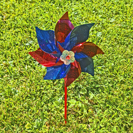 Blue Red White Sparkle Pinwheel