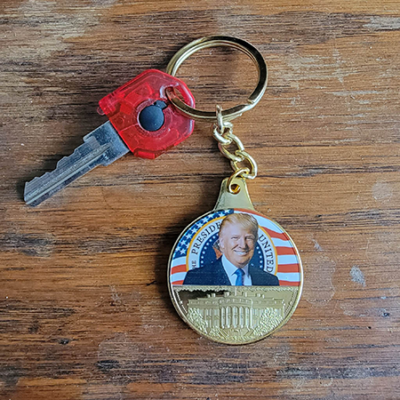 45th President Donald Trump Gold Medallion Keychain