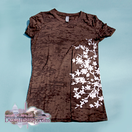 Ladies Fitted Cherry Blossom Branch Burnout T-Shirt