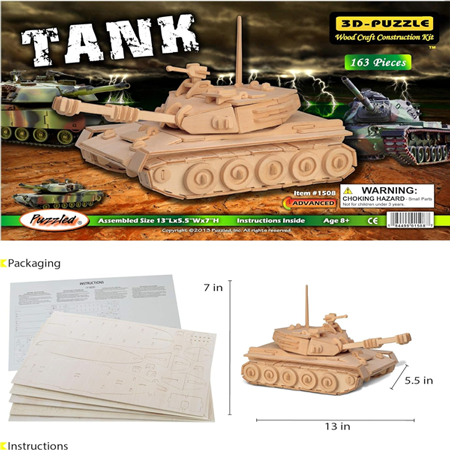 3D Wooden Tank Puzzle