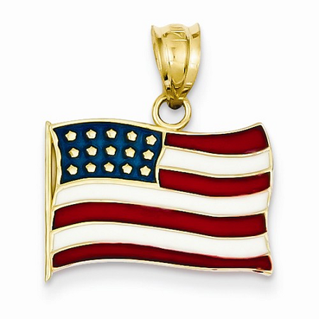 14k Enameled American Flag Pendant