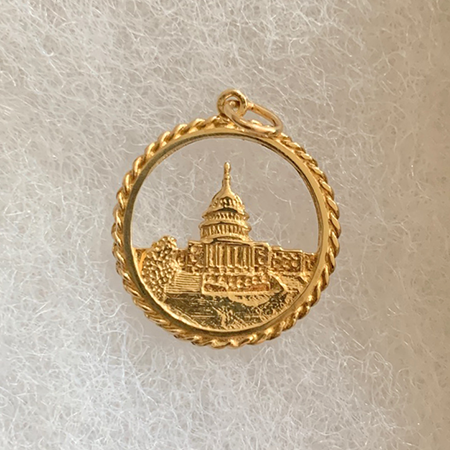 14k Reversible Washington D.C. in Disc Pendant