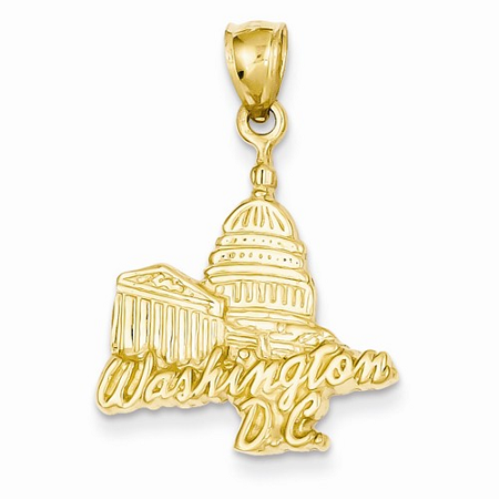 14k Solid Polished Capitol Building Pendant