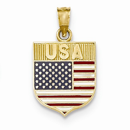 14k USA Flag Enameled Pendant