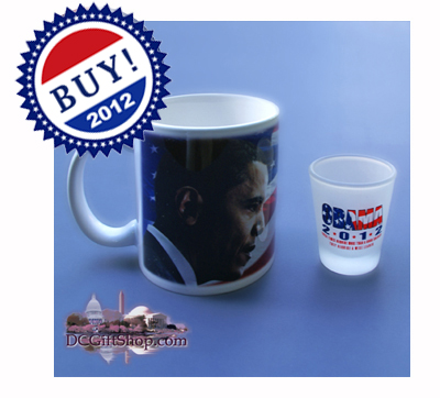 Vote Obama 2012 Coffee Cup and Shot Glass