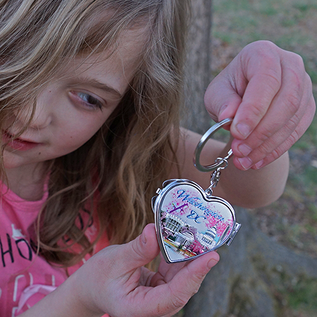 Cherry Blossom Folding Mirror Keychain Key Ring