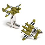 Army Green P38 Lightning Aircraft Cufflinks