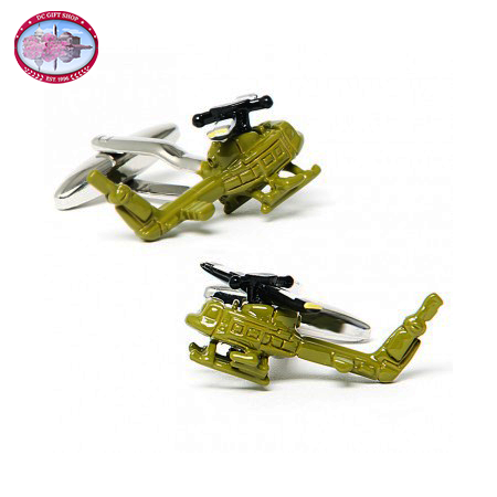 Army Green UH-1 Huey Helicopter Cufflinks