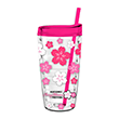 Cherry Blossom Triton Double Wall Tumbler w/Straw