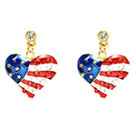 Gold Tone Red Heart Dangle Earrings