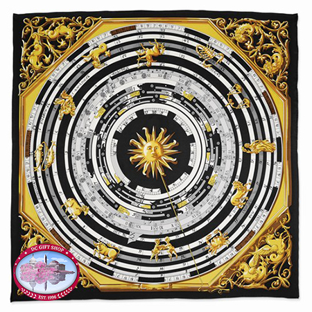 Kennedy Black Zodiac Handmade Silk Fashion Scarf