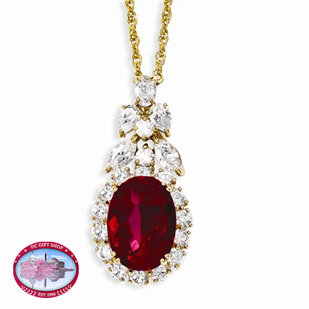 Kennedy Gold-Plated Red CZ 18in Necklace