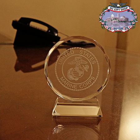 Marine Corps Seal Glass Paperweight