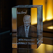 President Donald Trump 3D Glass Paperweight