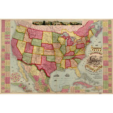 1872 American Union Map of United States
