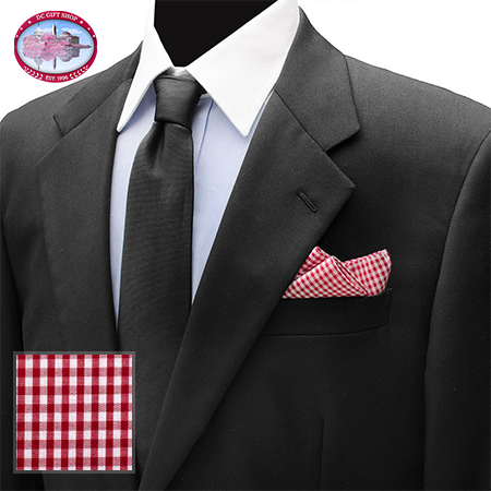 Red Gingham Cotton Pocket Square