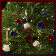 Red White and Blue Real Rose Six Flower Ornament Set