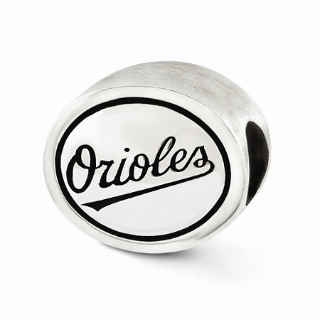 Sterling Silver Antiqued Baltimore Orioles MLB Bead