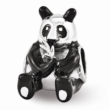 Sterling Silver Reflections Black Enamel Mama Panda Bead