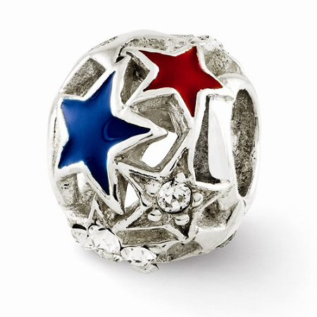 Sterling Silver Reflections Enameled Stars Bead