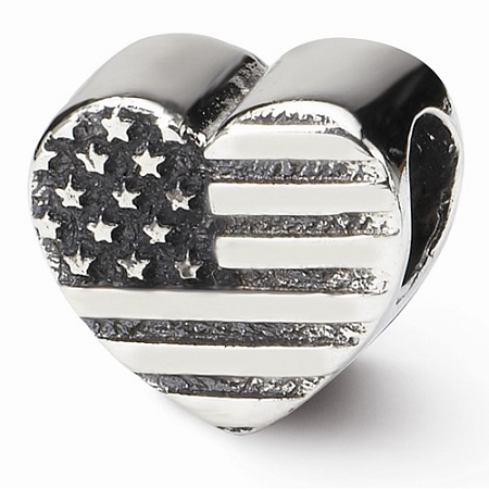 Sterling Silver Reflections Heart Flag Bead