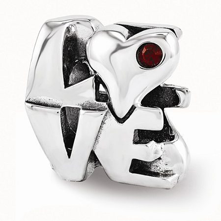 Sterling Silver Reflections Swarovski LOVE Bead