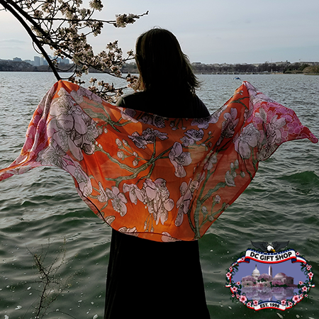 Sunset Pink Cherry Blossom Pashmina Scarf