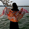 Sunset Pink Cherry Blossom Pashmina Scarf