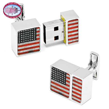 USA Flag 4GB USB Flash Drive Cufflinks