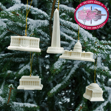 Washington DC Memorial Ornament Set